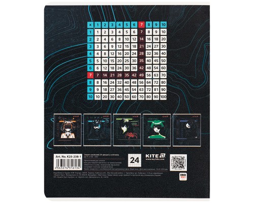 Зошит Kite Anime, 24 аркуші, клітинка (K25-238-1)