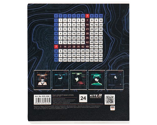Зошит Kite Anime, 24 аркуші, клітинка (K25-238-1)