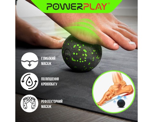 Масажний м'яч PowerPlay PP-4350 Epp Massage Ball (d8) Чорно/Зелений (PP-4350_Green_d8)