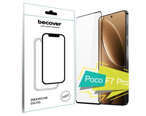 Скло захисне BeCover Poco F7 Pro Black (713416)
