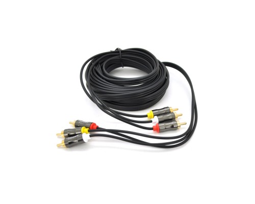 Кабель мультимедійний 3xRCA M to 3xRCA M 5.0m black VEGGIEG (YT-AV304)