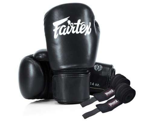 Боксерські рукавички Fairtex BGV27 Black 14 унцій (бинти в комплекті) (BGV27_14oz_Black)