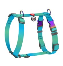 Шлея для собак WAUDOG Nylon Recycled анатомічна H-подібна з QR-паспортом, градієнт, S блакитна (52862)