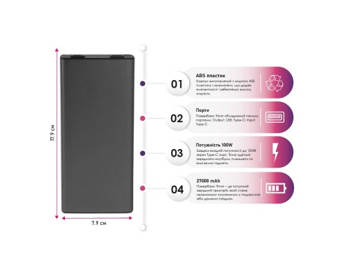 Батарея універсальна TheGeneral 27000mah Trivor, QC/22.5W (40012122-11)