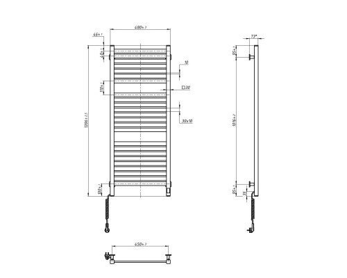 Сушарка для рушників Navin Авангард Х, 1200х480х71мм, Wi-Fi, сталь, чорний муар, ліве підключення (12-272155-4812)