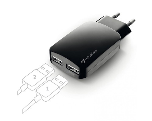 Зарядний пристрій 2*USB 3,1A Cellularline (ACHUSBMOBILEDUAL3A) Зарядний пристрій 2*USB 3,1A Cellularline (ACHUSBMOBILEDUAL3A)