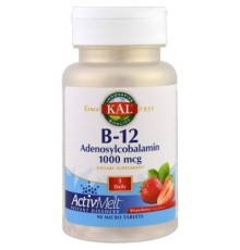 Вітамін KAL Вітамін B-12, B-12 Adenosylcobalamin, смак полуниці 1000 мкг (CAL-98882)