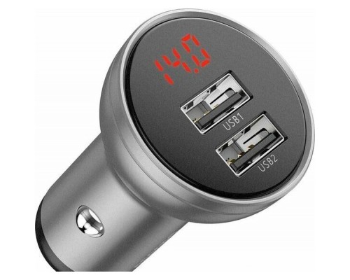 Зарядний пристрій Baseus Digital Display Dual USB 4.8A 24W silver (CCBX-0S)
