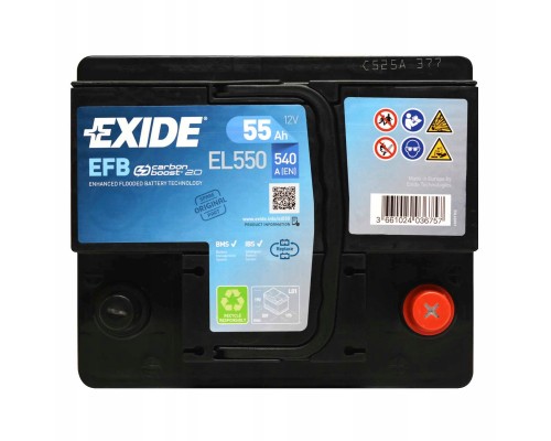 Акумулятор автомобільний EXIDE START-STOP EFB 55A (EL550)