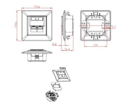 Комп'ютерна розетка RJ45x2 FTP cat.6 Cablexpert (MWS-2S6-01)