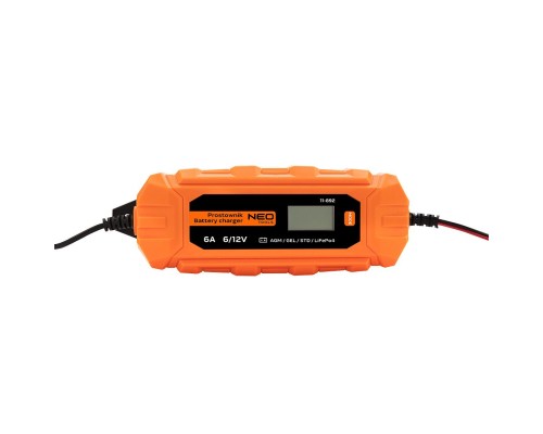 Зарядний пристрій для автомобільного акумулятора Neo Tools 6А/100Вт, 3-150Ач, для кислотних/AGM/GEL (11-892)