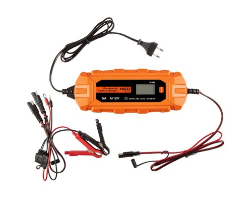 Зарядний пристрій для автомобільного акумулятора Neo Tools 6А/100Вт, 3-150Ач, для кислотних/AGM/GEL (11-892)