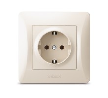 Розетка Videx BINERA 1ая із заземленням кремова (VF-BNSK1G-CR)