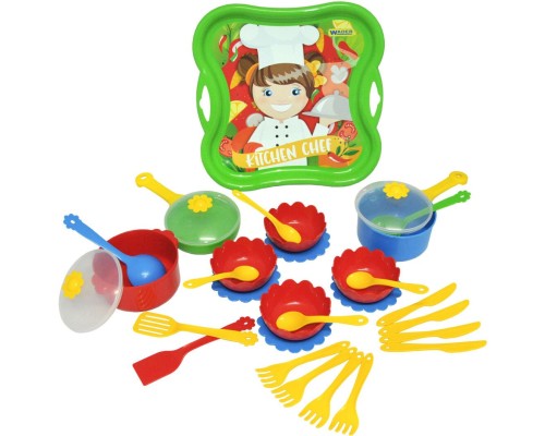 Ігровий набір Tigres набір посуду столовий Шеф кухар з термонаклейкою, 31елемент (39728)