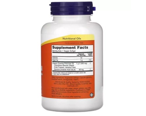 Трави Now Foods Олія Примули Вечірньої 1000 мг, Evening Primrose Oil, 90 вегетаріан (NOW-01758)