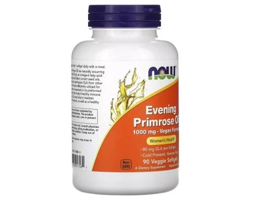 Трави Now Foods Олія Примули Вечірньої 1000 мг, Evening Primrose Oil, 90 вегетаріан (NOW-01758)