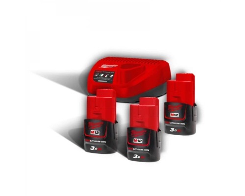 Набір акумулятор + зарядний пристрій Milwaukee Li-Ion M12 NRG-303 + ЗП, 3x3Ah (4933459207)
