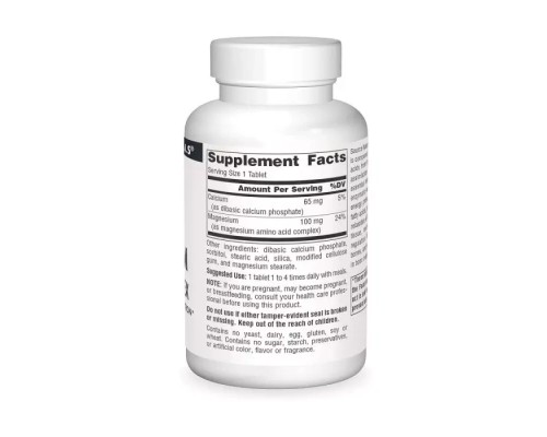 Мінерали Source Naturals Магній Хелат, 100 мг, Magnesium Chelate Complex, 100 таблеток (SN0317)