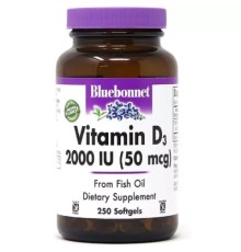 Вітамін Bluebonnet Nutrition Вітамін D3 2000IU, 250 желатинових капсул (BLB0319)