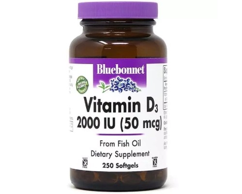Вітамін Bluebonnet Nutrition Вітамін D3 2000IU, 250 желатинових капсул (BLB0319)