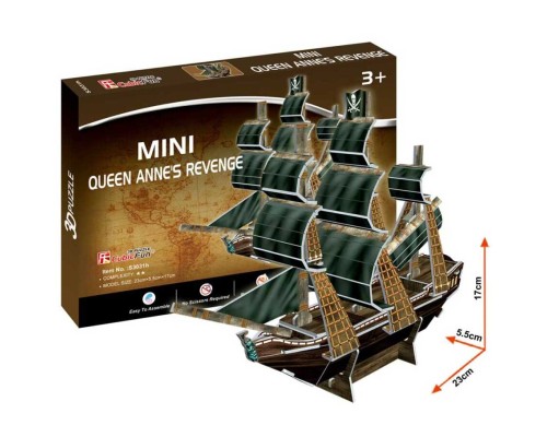 Пазл Cubic Fun 3D Корабель Помста Королеви Анни серія міні (S3031h)
