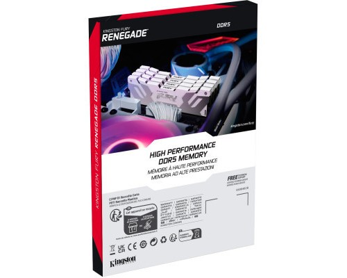 Модуль пам'яті для комп'ютера DDR5 16GB 6400 MHz Renegade White/Silver Kingston Fury (ex.HyperX) (KF564C32RW-16)