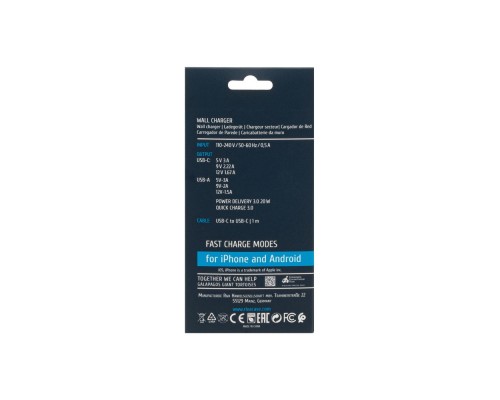 Зарядний пристрій RivaCase 2хUSB-А + Type-C PD 20W+QC3.0 кабель Type-C white (PS4102 WD4 (White))