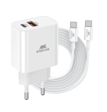 Зарядний пристрій RivaCase 2хUSB-А + Type-C PD 20W+QC3.0 кабель Type-C white (PS4102 WD4 (White))