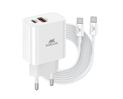 Зарядний пристрій RivaCase 2хUSB-А + Type-C PD 20W+QC3.0 кабель Type-C white (PS4102 WD4 (White))