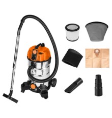 Пилосос будівельний Neo Tools 1600Вт, 18 кПа, 35л, HEPA, колеса, 7.5кг (04-739)