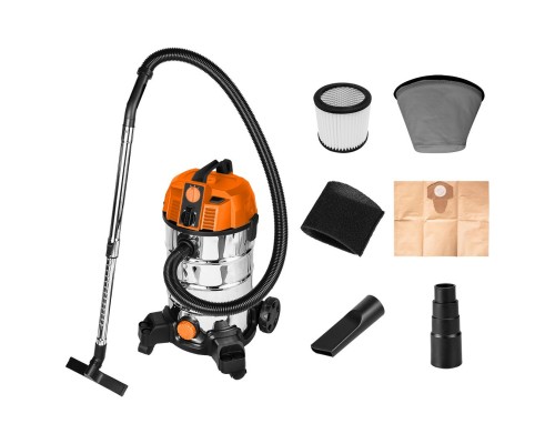 Пилосос будівельний Neo Tools 1600Вт, 18 кПа, 35л, HEPA, колеса, 7.5кг (04-739)