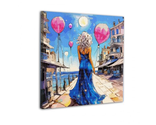 Картина по номерам Santi З алмазною мозаїкою Дівчина з кулькою 40 х 40 см (954925)