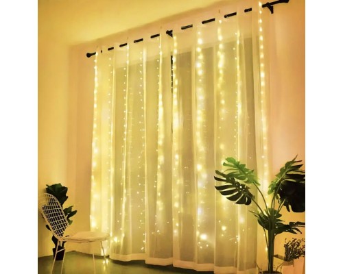 Гірлянда Chomik Штора 3 х 3 м 300 LED Теплий білий USB з пультом (5900779879997)