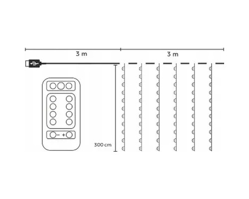 Гірлянда Chomik Штора 3 х 3 м 300 LED Теплий білий USB з пультом (5900779879997)