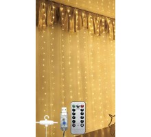 Гірлянда Chomik Штора 3 х 3 м 300 LED Теплий білий USB з пультом (5900779879997)