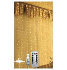 Гірлянда Chomik Штора 3 х 3 м 300 LED Теплий білий USB з пультом (5900779879997)