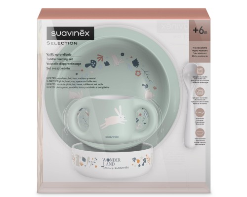 Набір дитячого посуду Suavinex Wonderland +6 міс. світло-зелений (308807)