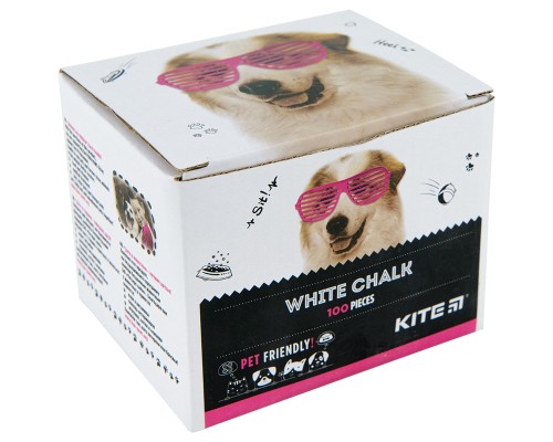 Крейда Kite біла кругла, 100 шт Dogs (K22-079-100)