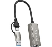 Адаптер USB-C + USB A to RJ45 Ethernet XO (HUB018.black)