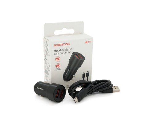 Зарядний пристрій BOROFONE BZ19A 2xUSB + cable Micro 5P 1.0m Black (BZ19A/MB)