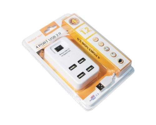 Концентратор Voltronic USB 2.0 to 4xUSB with power switch white (YT-HWS4-W)