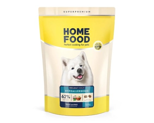 Сухий корм для собак Home Food ADULT MEDIUM Hypoallergenic з фореллю та рисом 1.6 кг (4820235020323)