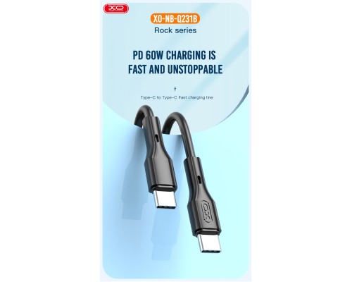 Дата кабель USB-C to USB-C 1.0m 60W black XO (NBQ231B_Black)