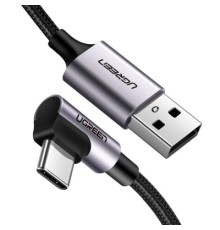 Дата кабель USB 2.0 AM to USB-C 0.5m 3A US284 90° corner black Ugreen (50940)