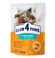Сухий корм для кішок Club 4 Paws Преміум для стерилізованих з індичкою 900 г (4820269144910)