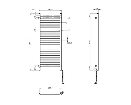 Сушарка для рушників Navin Авангард Х, 1200х480х71мм, Wi-Fi, сталь, чорний муар, праве підключення (12-272055-4812)