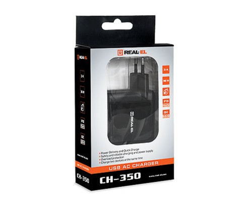 Зарядний пристрій REAL-EL CH-350 black (EL123160017)