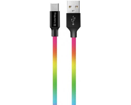 Дата кабель USB 2.0 AM to Type-C 1.0m multicolor ColorWay (CW-CBUC018-MC)