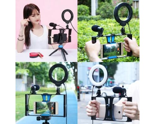 Набір блогера Puluz 4in1 (ring light, mount, phone holder, microphone) (PKT3025L)