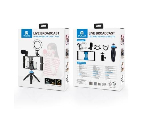 Набір блогера Puluz 4in1 (ring light, mount, phone holder, microphone) (PKT3025L)